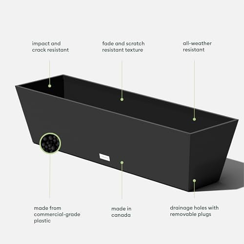 Veradek Pure Series Window Box Planter - Tapered Outdoor Planter - color: Black, size: 36 inch