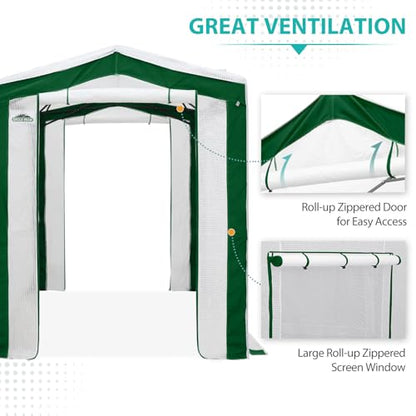 EAGLE PEAK 8x6 Walk in Pop Up Greenhouse, Green/White - color: Green/White, size: 8x6