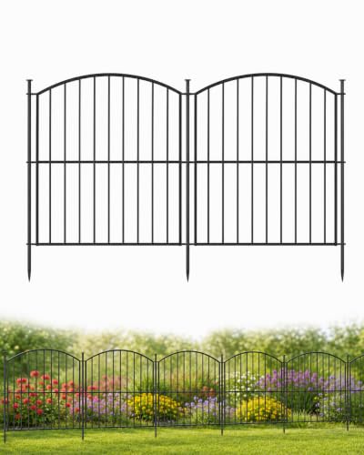 Decorative Metal Garden Fence, 32in(H) No-Dig Flower Bed Border, 12ft(L) - size: 32in(H)x29in(L) 5 Panels