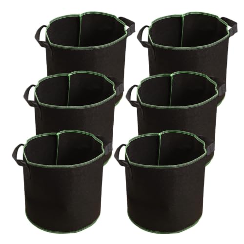 GANAZONO 6Pcs 4 Gallon Plant Grow Bags Breathable Felt Non-Woven Aeration Fabric Plant Grow Pots for Nursery Vegetable Flower Grow with Handles