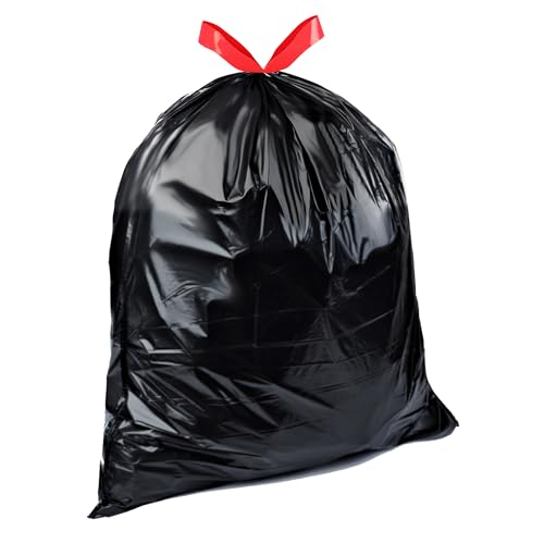 Amazon Basics 39 Gallon Lawn & Leaf Heavy Duty Drawstring Trash Bags, 20% Post Consumer Recycled, 40 Count, Black