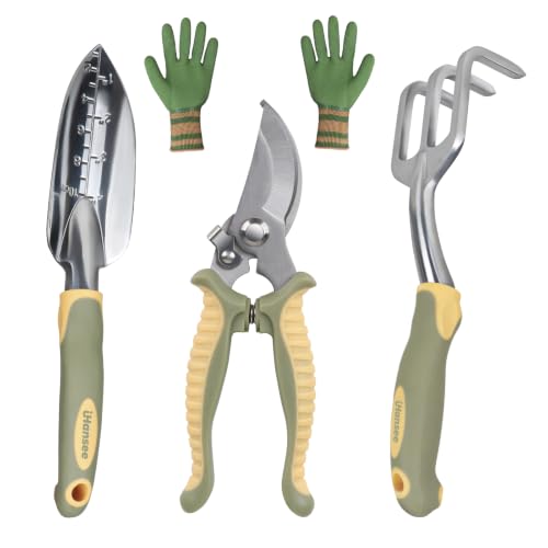 Green Garden Tools 4-Piece, Aluminum Alloy Gardening Hand Tool Set - color: green-4pcs