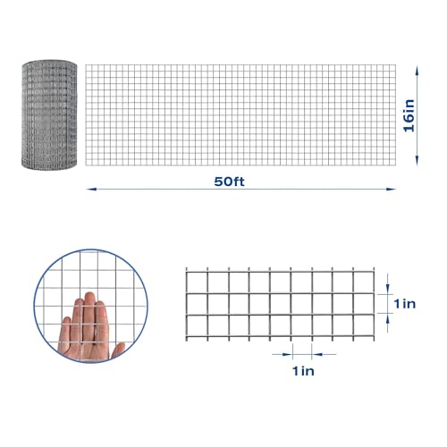 16GA Galvanized 16in x 50ft-1in x 1in Welded Wire Mesh Garden Economy Fence - size: 16"x50'-1"x1" 16GA Galvanized