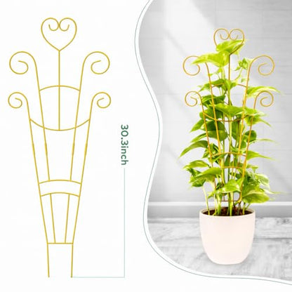 2 Pack 30'' Large Metal Plant Trellis for Climbing Plants, - color: Golden-2pcs