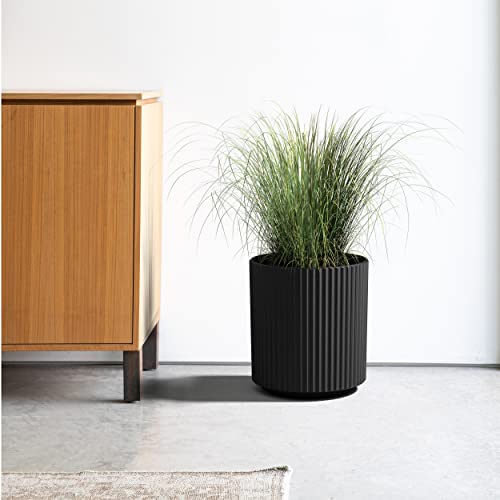 Veradek Demi Series Planter - Large Round Outdoor Planter - color: Black, size: 16 inch