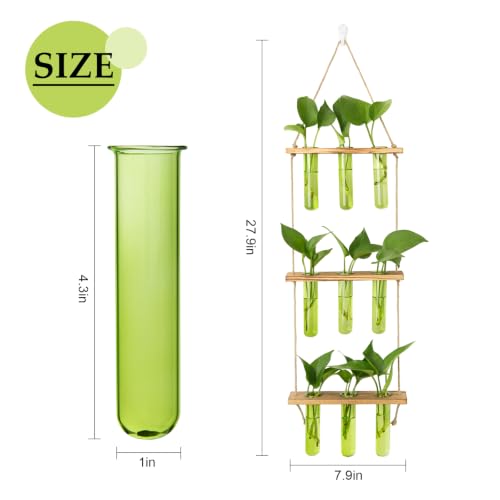 XXXFLOWER Wall Hanging Propagation Station with Wooden Stand Green - color: Green-9 Tube Vase