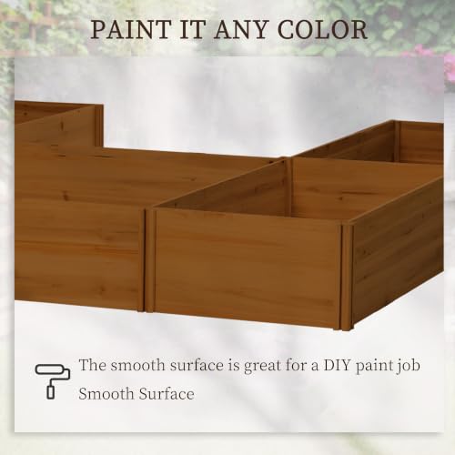 Outsunny 7.5 x 7.5ft DIY Raised Garden Bed, Large Wooden Planter Box, Brown - color: Brown, size: 7.5' x 7.5'