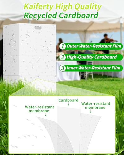 Kaiferty 20 Gallon Disposable Trash Cans for Parties, 2 Pack Extra Large Collapsible Pop Up Trash Can with Handles, Portable Cardboard Garbage Can & Recycling Bin for Party Kitchen Camping, White - size: 2 Pack - 20 Gallon