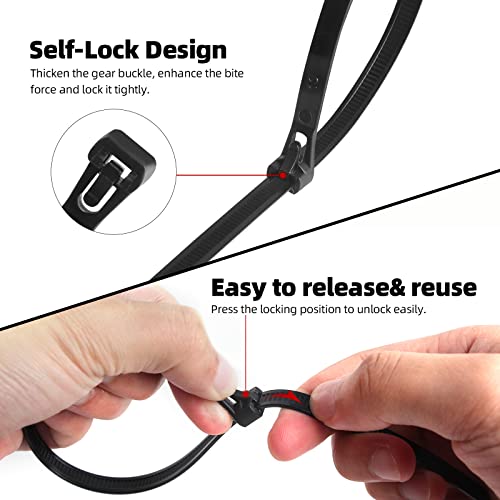 100Pcs 18Inch Heavy Duty Industrial Reusable Cable Wrap Ties - size: Reusable 18Inch 100Pcs