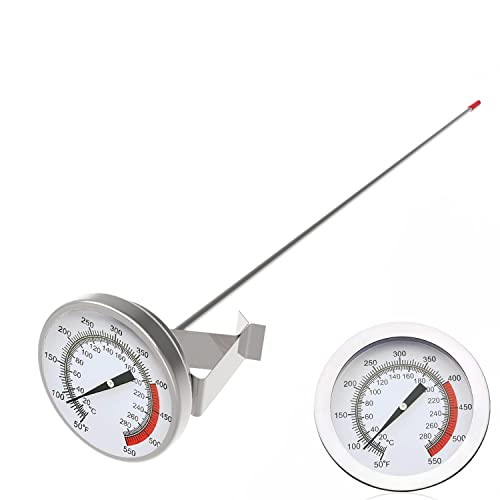 Lightbeam 16" Long Stem Deep Fry Thermometer with Pot Clip, Instant Read 2" Dial Meat BBQ Turkey Thermometer Candy Thermometer for Deep Fry, Turkey, Grill, Candy & Coffee etc