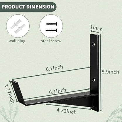 Window Box Brackets, 6 inch Flower Planter Box Brackets, Heavy Duty Metal Flower Box Wall Mounting Hooks for Railings, Garden, Balcony, Fences, Black(4 Pack ) - size: 4 Pack
