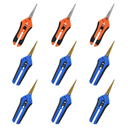 GROWNEER 3 Packs Pruning Shears with Straight Precision Blades, 6 Packs Shears with Curved Blades Gardening Hand Pruning Snips