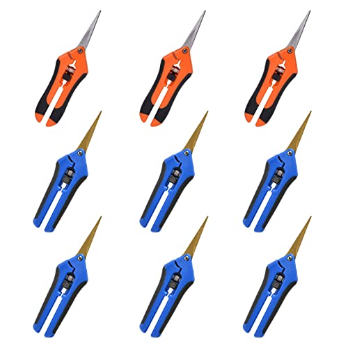 GROWNEER 3 Packs Pruning Shears with Straight Precision Blades, 6 Packs Shears with Curved Blades Gardening Hand Pruning Snips