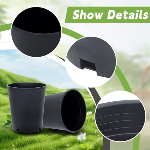 HOSTIC 5 Gallon Flexible Nursery Pots Gallon Pot with Drainage Holes Plastic Plant Container Suitable for Indoor Outdoor Vegetables Flowers Plants 10 PCS - size: Standard 5 Gallon
