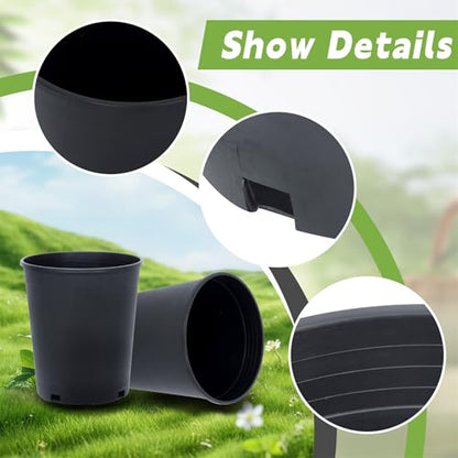 HOSTIC 5 Gallon Flexible Nursery Pots Gallon Pot with Drainage Holes Plastic Plant Container Suitable for Indoor Outdoor Vegetables Flowers Plants 10 PCS - size: Standard 5 Gallon