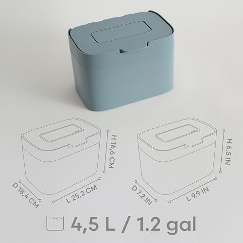 KAZAI. Compost Bin Kitchen 'Elin' | 1.2 GAL / 4.5L Countertop Compost Bin with Lid & Carbon Filter | Odor-Free, Dishwasher Safe, with Inner Bucket | Small Indoor Kitchen Composter | Stone-Blue - color: Stone-Blue