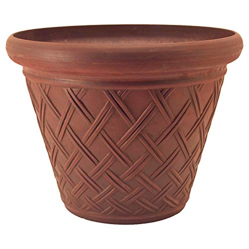 PSW Pot Collection Basket Weave Planter Pot for Indoor and Outdoor Plants and Gardens, 18-inch, Terra Cotta Color - color: Terra Cotta, size: 18 by 14-Inch