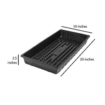 SUNPACK 10" x 20" Extra Strength Plastic Seed Starting Tray, Black, 2.5" - No Drainage Holes, Ideal for Greenhouses or Indoor Gardening - Made of BPA-Free Plastic