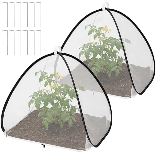 2Pcs Pop Up Insect Barrier Plant Cover Tent,Plant Protectors Mesh Enclosure - color: 22 X 22 X 22 Inch