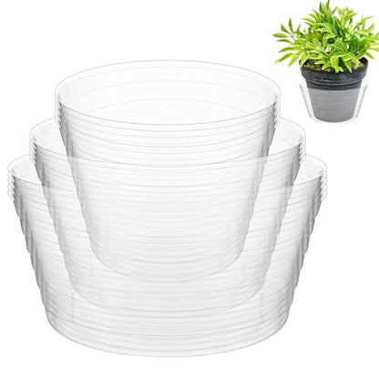 Hoolerry 15 Pcs Plastic Plant Saucer Clear Deep Tray, 4, 6, 8 Inch - size: 4, 6, 8 Inch