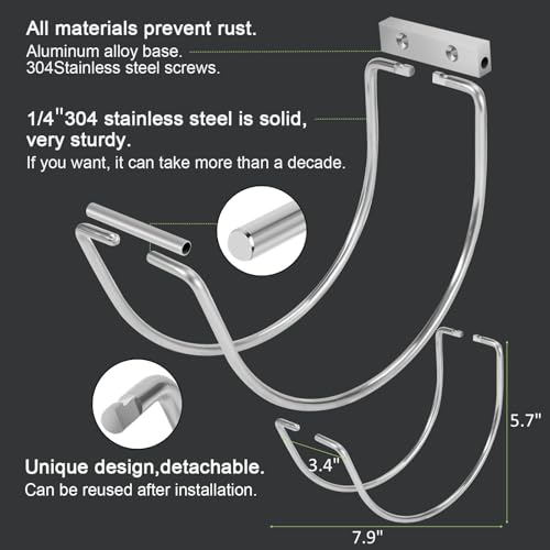 Garden Hose Holder Water Hose Hanger Wall Mounted,304Stainless Steel Solid Hose Hook Holds Up to 150Ft Garden Hose, Expandable Hose, Water Hose -Black - color: Black-1