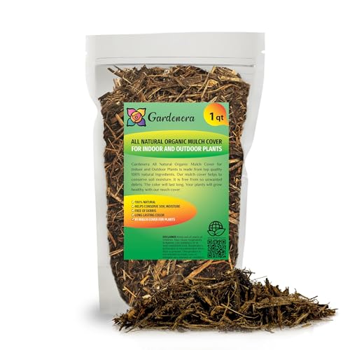 Gardenera Premium Organic Natural Mulch Cover - Enhance Your Indoor Plants with Natural Aroma and Organic Benefits - 1 Quart - color: All Natural Mulch Cover, size: 1 Quart Bag
