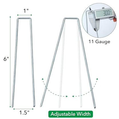 UNCO- Galvanized Landscape Staples, 6 Inch, 500 Pack, Garden Staples, U-Shaped Landscape Pins for Weed Barrier Cover, Ground Cover