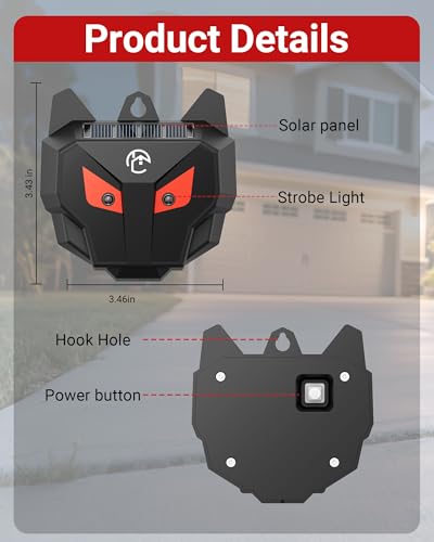 Solar Coyote Deterrent Predator Lights - Nocturnal Animal Repeller with Red LED Flashing Lights for Chicken Coop, Yard & Garden Protection Against Raccoons, Foxes, Deer, Skunks, Hawks