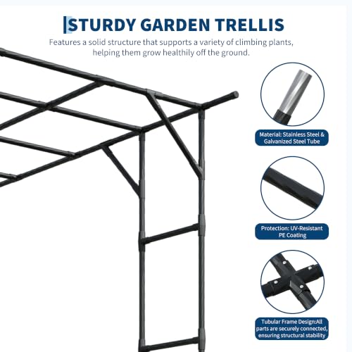 Garvee Metal Garden Arch Trellis for Climbing Plants Outdoor - color: Black-94"L*78"W*114"H