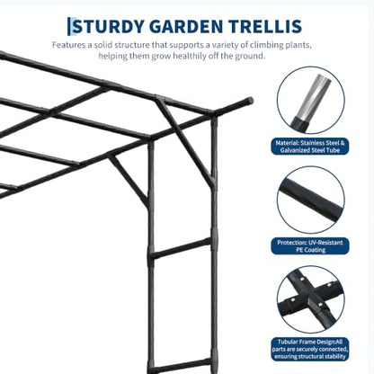 Garvee Metal Garden Arch Trellis for Climbing Plants Outdoor - color: Black-94"L*78"W*114"H