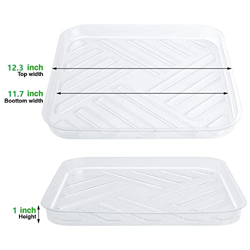 Idyllize 5 Pack 12 Inch of Plastic Plant Saucer, Square Clear Drip Trays for Indoors & Outdoor Plants, Durable Thick Saucer for Flower Pot (12") - size: 12"