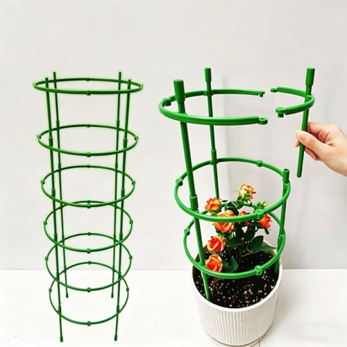 9 Packs Plant Support Stakes, 20 Inch Half Round Stackable 3 Tier Garden Flower Support Cages for Tomato, Monstera, Peony, Hydrangea, Climbing Plants Indoor Outdoor