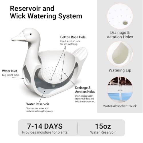 Goose Hanging Planter, Self-Watering Pot for Porch Decor