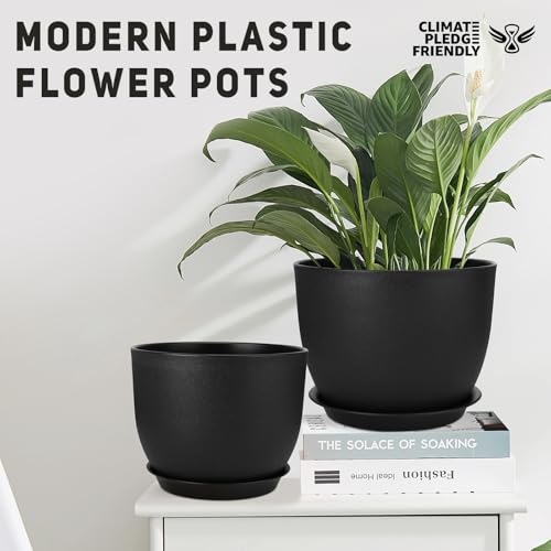 YNNICO Plant Pots 12/10/9 inch Set of 3, with Multi Mesh Drainage Holes - color: Black, size: 12/10/9 inch