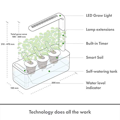 Click & Grow Indoor Herb Garden Kit with Grow Light | Smart Garden for Home Kitchen Windowsill | Easier Than Hydroponics Growing System | Vegetable Gardening Starter (3 Basil Pods Included), White - color: White