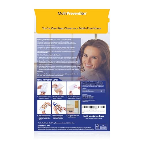 Clothes Moth Trap Replacement Strips (6 Strips in Total) - Refills for MothPrevention Moth Traps - for Closets & Clothing