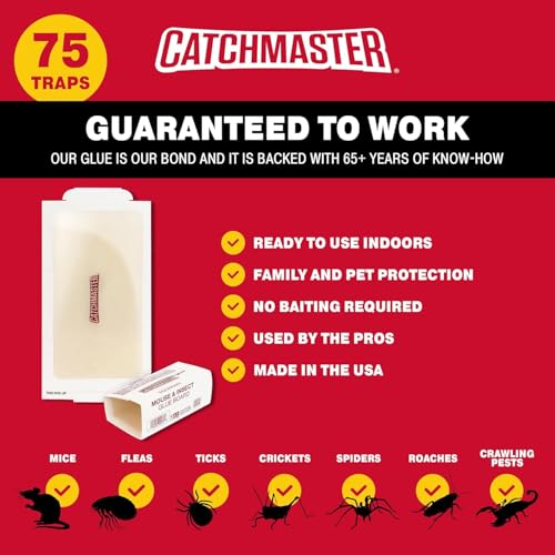Catchmaster Compact Sticky Mouse & Insect Traps 75pk, Bulk Glue Boards - size: 7" x 3.5" (75 Pack)