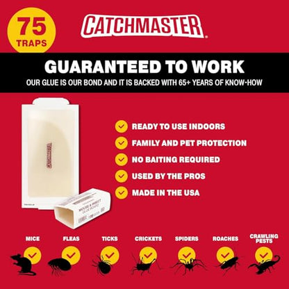 Catchmaster Compact Sticky Mouse & Insect Traps 75pk, Bulk Glue Boards - size: 7" x 3.5" (75 Pack)