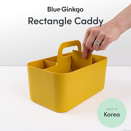 BLUE GINKGO Stackable Organizer Caddy, Rectangle, Yellow, Made in Korea - color: YELLOW, size: Rectangle