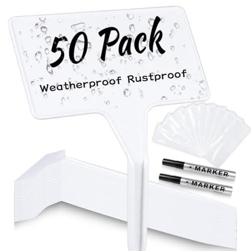 50pcs Plant Labels,2 Markers & 50 Stickers,Waterproof Outdoor Garden Tags
