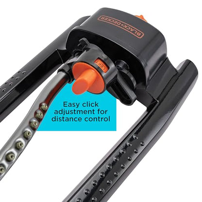 Black + Decker® 3,600 Sq Ft Metal Oscillating Sprinkler – Durable, Adjustable, Even-Coverage Watering BD3435