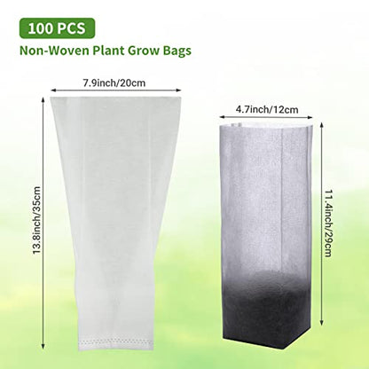 GREANER 100PCS Seedling Nursery Bags, 7.8x13.7 inches Biodegradable Non-Woven Fabric Plant Grow Bags, Seeding Starter Container Pouch for Vegetables, Flowers, Fruits, Trees, Indoors and Outdoors Use - size: 7.8"x13.7"/100pcs
