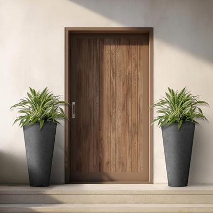 Kante Set of 2 Black Plastic Round Planters 23" Tall Home & Outdoor - color: Black, size: 23" H