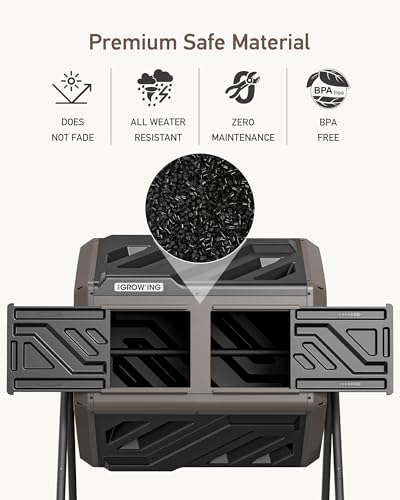 THE Growing 43 Gal Outdoor Compost Bin Tumbler for Backyard Garden, Brown - color: Coffee