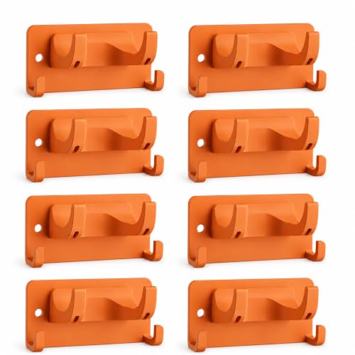 Garden & Garage Tool Organizer, 8 Pack Wall Mounted Utility Hooks for Hand Tools, ABS Small Tool Holder for Hammer, Pruning Shears, Trowel, Scissors, Gloves and Garden Shed Storaged - Orange - color: Orange