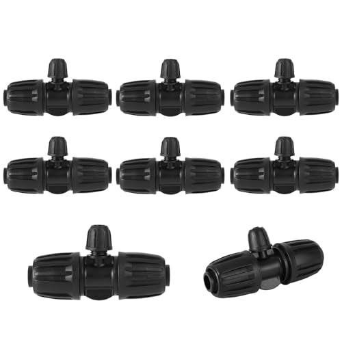 8pcs 1/2'' to 1/4'' Drip Irrigation Fittings, Premium Drip Line Irrigation 1/2'' to 1/4'' Barbed Tee Fittings Locked Barbed Tee Connectors for Patio Garden Lawn