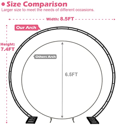 Queension Extra Large Wedding Arch for Ceremony 8.5Ft Wide 7.4Ft High,Black - color: Black, size: 7.4FT