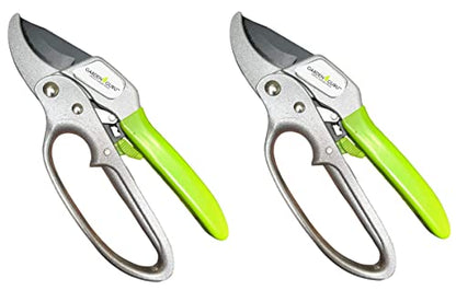 Garden Guru Ratchet Hand Pruning Shears - Professional Garden Clippers with Ergonomic Grip - Makes Tough Cuts Easy (2 Pack) - size: 2 Pack, style: Ratchet