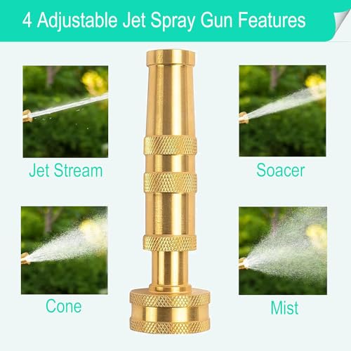 Solid Brass Adjustable Twist Hose Nozzle - style: Nozzle Twist+Jet 2P