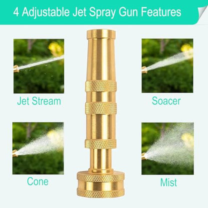 Solid Brass Heavy Duty Adjustable Twist Hose Nozzle,CM CUMIZON Jet Sweeper Nozzle, High Pressure Hose Nozzle with On-Off Valve, Leak-Free Operation 3/4" GHT Connector 3 Pack - style: Nozzle Twist+Jet+Twist 3P
